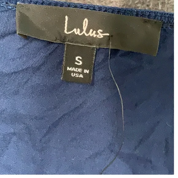 Lulus Learning To Fly Navy Halter Jumpsuit S Surplice Wrap Jogger Lightweight - Picture 4 of 5